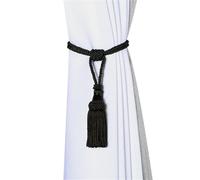 NJIEzhao 1PC Curtain Tiebacks Tassel Clips Rope Tie Backs Holdbacks Decorative Holder Accessories for Drape Embrasses en Corde pour Rideaux(Black)