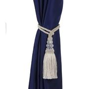 NJIEzhao 2PC Crystal Beaded Tassel Curtain Tieback Decorative Tie Home Decor Cord for Curtains Buckle Rope Room Accessories Embrasses en Corde pour Rideaux(Beige)