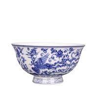 NJIEzhao Bol en céramique de 4,7 pouces porcelaine bleue et blanche avec motif dragon phénix Bol en céramique