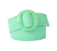NJIEzhao Ceinture Large élastique tissée for Femme, Couleur Unie avec Boucle en Plastique Assortie Ceinture tissée Ceinture(Light Green)