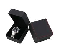 NJIEzhao Coffret à Montres Bois Massif Boîte-Cadeau de Montre Unique Noire avec Oreiller, présentoir Montre-Bracelet en Cuir PU, Organisateur for Hommes, Couverture à clapet(Matte Black Red Line)