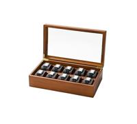 NJIEzhao Coffret à Montres Bois Massif Boîte de Rangement Bijoux en Bois, 6/10 grilles, Support Montre Solide, présentoir for(Gary Magnetic Style)
