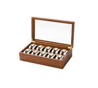 NJIEzhao Coffret à Montres Bois Massif Boîte de Rangement Bijoux en Bois, 6/10 grilles, Support Montre Solide, présentoir for(Beige Magnetic Style)