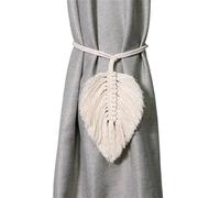 NJIEzhao Curtain Straps Tie Leaf Backs Hand-Woven Cotton Tassel Decorative Accessories for Living Room Embrasses en Corde pour Rideaux(Beige Rope 116cm)