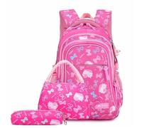 NJIEzhao Ensemble de Sacs à Dos d'école Grande capacité for Les collégiens, Sac bandoulière Double, Ensemble Trois pièces Genérico Juego de 3 mochilas(Rose Red)