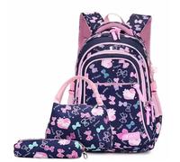 NJIEzhao Ensemble de Sacs à Dos d'école Grande capacité for Les collégiens, Sac bandoulière Double, Ensemble Trois pièces Genérico Juego de 3 mochilas(Deep Blue)