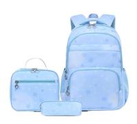 NJIEzhao Ensemble de Trois pièces for l'école, Motif Flocon Neige, Sac à Dos, Main Souple, Trousse Crayons, Grande capacité Genérico Juego de 3 mochilas(Color 4)