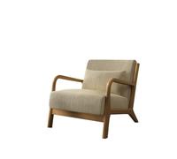 NJIEzhao Fauteuil en Bois Mid Century Modern Accent Chair, Reading with Solid Wood Frame, Armchair for Living Room ，Bedro(Cream)
