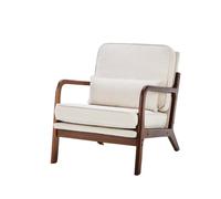 NJIEzhao Fauteuil en Bois Mid Century Modern Chair Solid Wooden Frame Accent with Arms and Waist Cushion Reading Chairs(White)