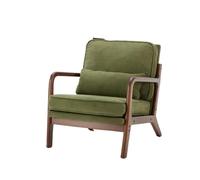 NJIEzhao Fauteuil en Bois Mid Century Modern Chair Solid Wooden Frame Accent with Arms and Waist Cushion Reading Chairs(Green)