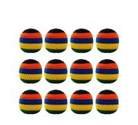 NJIEzhao Footbag tricoté Main Bright Striped Handmade Crochet Juggling Balls Soft Durable Footbag Sacks Stress Relief(Random Color 12 Pcs)