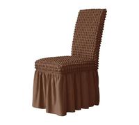 NJIEzhao Housse De Chaise avec Jupe Housse de Chaise Salle à Manger d'hôtel, 6 pièces, Jupe Gousset Extensible Bulles, Couverture Dossier Haut, décorations Mariage avec Jupes(Dark Coffee)