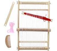 NJIEzhao metier a Tisser Kit de métier à Tisser Ensemble Complet Cadre Tissage en Bois avec 3 Fils Couleurs Enrouleur Peigne la Main