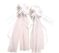 NJIEzhao Noeud Voiture Mariage 10 à 20 nœuds Blancs | Avec de longues queues de Tulle for la décoration de voiture de mariage de fiançailles d'allée de chaise d'église(20pcs)