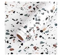 NJIEzhao Papier peint cuisine hydrofuge Papier de Contact Terrazzo blanc imperméable, rouleau papier peint auto-adhésif, décor comptoir en granit(60cmx3.0m)