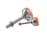 NJIEzhao Pieds de biche antidérapants à Filetage M12/M16/M20, Base en TPU 60 mm/70 mm, Pieds articulés Acier, nivellement réglable Pied Meuble reglable(60xM12x100mm)