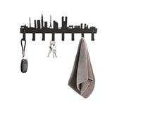 NJIEzhao Porte-clés Silhouette de Ville, Sac à vêtements Multi-usages, décoration Murale en Fer forgé for Salon Porte-clés Mural Autocollant