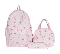 NJIEzhao Sac à Dos 3 en 1 avec nœud Papillon, boîte Lunch et Trousse Crayons, Ensemble de Sacs for Filles Mignonnes Genérico Juego de 3 mochilas(Style 5)