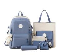 NJIEzhao Sac à Dos en Toile Bloc, Sac de Voyage Grande capacité, Ensemble Cinq pièces for Les collégiens Genérico Juego de 3 mochilas(Color 4)