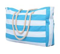 NJIEzhao Sac de plage rayé Sac extérieur rayé à fermeture éclair for les voyages et vacances en plein air, toile imperméable résistante au sable(Azure)