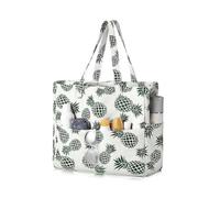 NJIEzhao Sac de plage rayé Sac fourre-tout de plage à poches multiples, grande capacité, pliable, for salle sport, épicerie, vacances, fermeture éclair(Color 3)