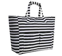 NJIEzhao Sac de plage rayé Sac fourre-tout de plage en tissu Oxford, imperméable, piscine avec compartiment humide, multi-poches, pliable, for voyage(Color 3)