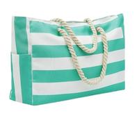 NJIEzhao Sac de plage rayé Sacs de plage for femmes, fourre-tout à rayures imperméables avec fermeture éclair, épaule anti-sable for piscine, grand(Color 3)