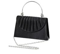 NJIEzhao Sac de soirée plissé élégant, sac de dîner texturé de couleur unie, pochette parfaite for fête, mariage et banquet for les fiancés Sac à Main Pour Femmes(Black)
