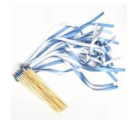 NJIEzhao Serpentin Mariage Baguettes de Ruban de Mariage Bleu Clair, 50/20/10 pièces, bâton avec Cloche dorée(50PCS)