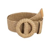 NJIEzhao Tissé Élastique Paille Herbe Ceinture Rétro Femmes été avec Boucle Ardillon - Mode Tressé Large Ceinture Tissée (Khaki 2)