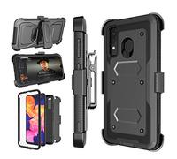 Njjex Coque de Protection Rigide Résistante aux Chocs pour Samsung Galaxy A20 A30 A50 avec Clip Ceinture Pivotant et Béquille Noir