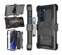 Njjex Coque pour Moto Edge Plus 2022, Motorola Moto Edge + 2022/Edge 30 Pro/Edge X30, [Nbeck] - Protection d'écran intégrée robuste et pivotante - Clip de ceinture - Coque rigide - Noir