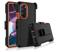 Njjex Coque pour Moto Edge Plus 2022, pour Motorola Moto Edge + 2022/Edge 30 Pro/Edge X30 avec clip de ceinture, protecteur d'écran intégré, verrouillage robuste et pivotant, coque rigide pour téléphone portable [orange]