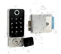 NJJIHUI Serrure d'empreintes digitales étanche Porte extérieure TT Serrure Mot de Passe Carte IC sans clé Entrer Serrure électronique(W8 Silver Pull)
