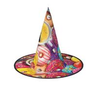 njkhbolk Chapeau complet tendance imprimé café et beignets pour Halloween, couvre-chef pliable, accessoires de costume