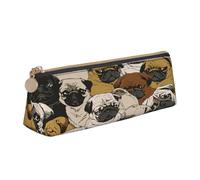 njkhbolk Imagen De Pug Sac de Rangement Triangles en Cuir Papeterie Fermeture Éclair pour Crayons, Stylos, Maquillage