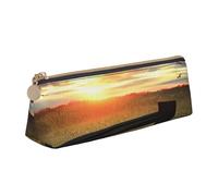 njkhbolk Lonely Bench Trousse de rangement triangulaire en cuir avec fermeture éclair pour crayons, stylos, maquillage