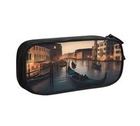 njkhbolk Organiseur de papeterie portable avec impression Venise Night - Grande capacité - Double couche - Fermeture éclair