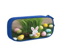 njkhbolk Organiseur de papeterie portable en bois imprimé œuf de Pâques, lapin herbe, grande capacité, double couche avec fermeture éclair