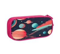 njkhbolk Organiseur de papeterie portable imprimé planètes, grande capacité double couche avec fermeture éclair