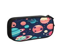 njkhbolk Organiseur de papeterie portable imprimé planètes, grande capacité double couche avec fermeture éclair