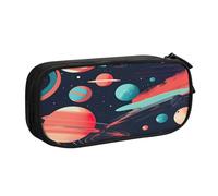 njkhbolk Organiseur de papeterie portable imprimé planètes, grande capacité double couche avec fermeture éclair