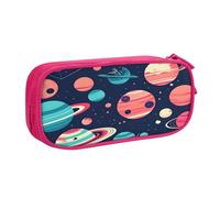njkhbolk Organiseur de papeterie portable imprimé planètes, grande capacité double couche avec fermeture éclair