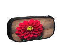 njkhbolk Planche en bois portable rétro avec imprimé dahlia rouge, grande capacité, double couche avec fermeture éclair