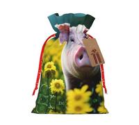 njkhbolk Sac cadeau imprimé cochon fleur de viol, fournitures de fête, il peut également être utilisé pour offrir des cadeaux