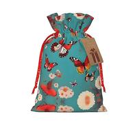 njkhbolk Sac cadeau imprimé poule avec papillons volants parmi fleurs, fournitures d'événement, il peut également être utilisé pour offrir des cadeaux