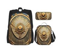 njkhbolk Sun Old Egyptian Ensemble sac à dos 3 en 1 avec sac à déjeuner et trousse à crayons Idéal pour le travail, les pique-niques, les voyages, noir, One Size