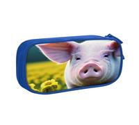 njkhbolk Trousse à crayons portable avec fermeture éclair double couche et imprimé cochon de viol