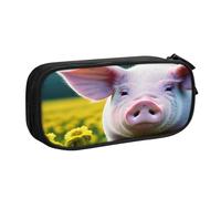 njkhbolk Trousse à crayons portable avec fermeture éclair double couche et imprimé cochon de viol
