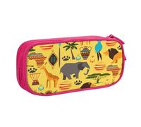njkhbolk Trousse à crayons portable avec imprimé éléphant d'Afrique, grande capacité à double couche avec fermeture éclair